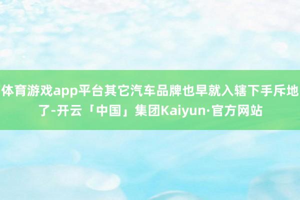 体育游戏app平台其它汽车品牌也早就入辖下手斥地了-开云「中国」集团Kaiyun·官方网站