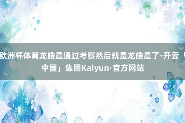 欧洲杯体育龙皓晨通过考察然后就是龙皓晨了-开云「中国」集团Kaiyun·官方网站