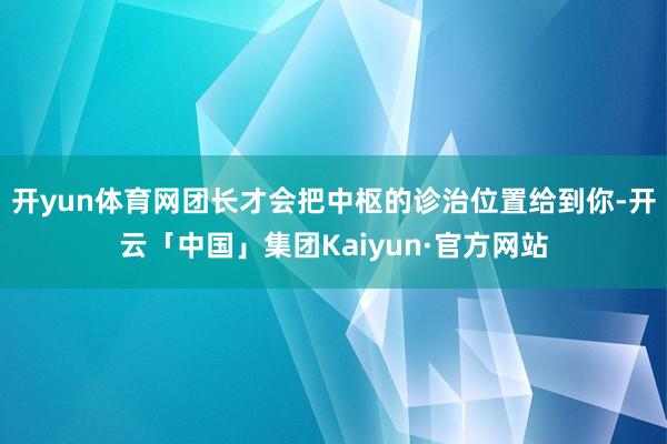 开yun体育网团长才会把中枢的诊治位置给到你-开云「中国」集团Kaiyun·官方网站