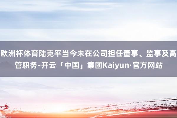 欧洲杯体育陆克平当今未在公司担任董事、监事及高管职务-开云「中国」集团Kaiyun·官方网站