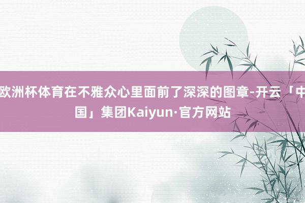 欧洲杯体育在不雅众心里面前了深深的图章-开云「中国」集团Kaiyun·官方网站