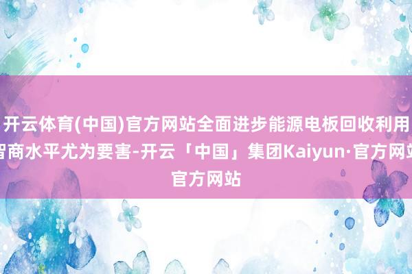 开云体育(中国)官方网站全面进步能源电板回收利用智商水平尤为要害-开云「中国」集团Kaiyun·官方网站